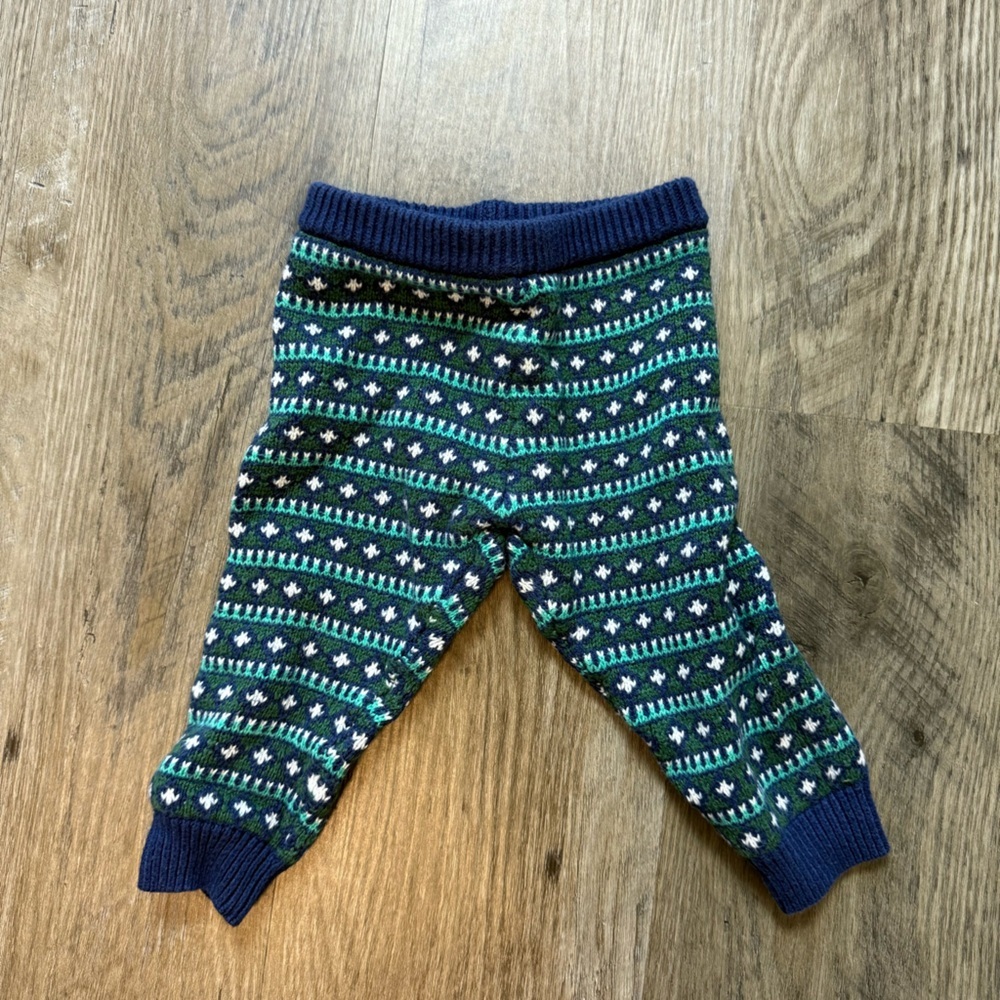 Janie & Jack Cozy Knit Baby Pants in Blue and Green